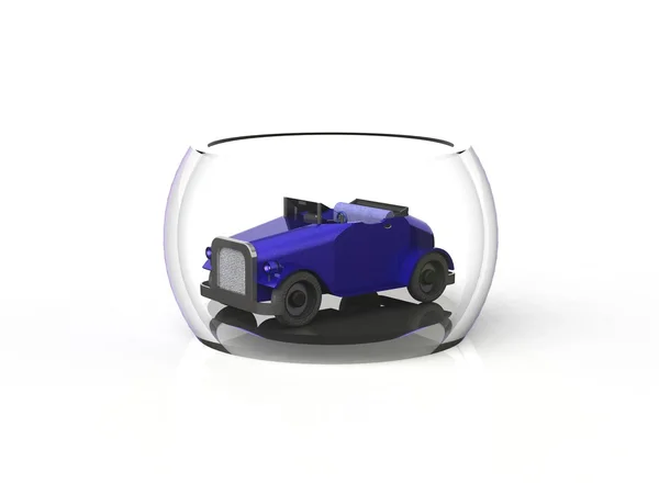 Voiture 3d dans une sphère de verre — Photo