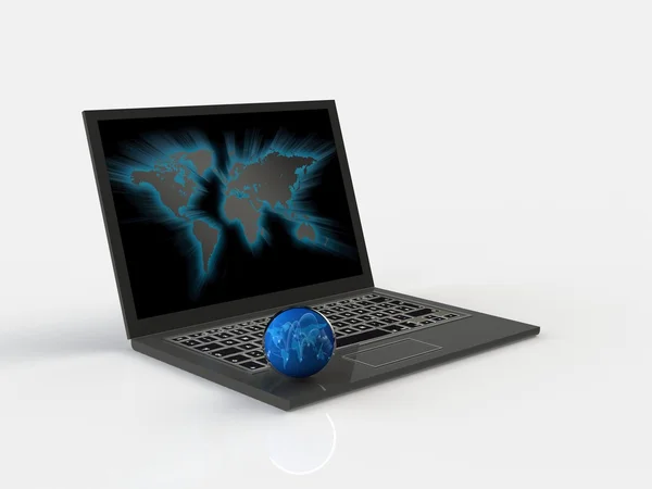 Laptop computer (pc) op witte achtergrond — Stockfoto