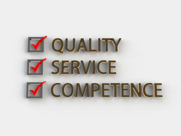 Quality, service, competence 3d — Stock Photo, Image