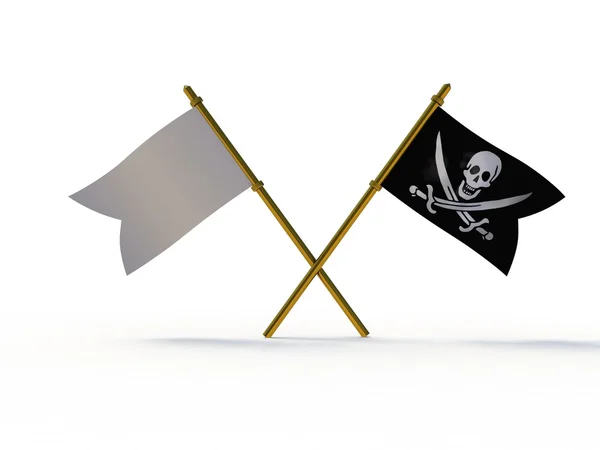 Close-up van pirate schip vlag - 3d render — Stockfoto