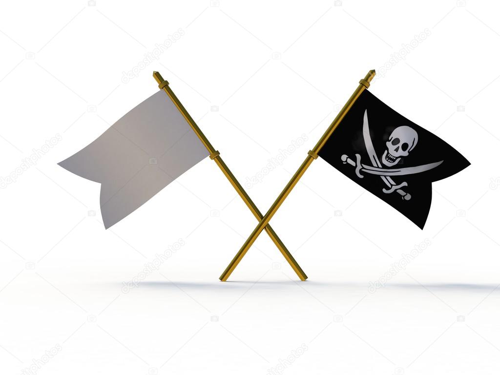 Close up of pirate ship flag - 3d render
