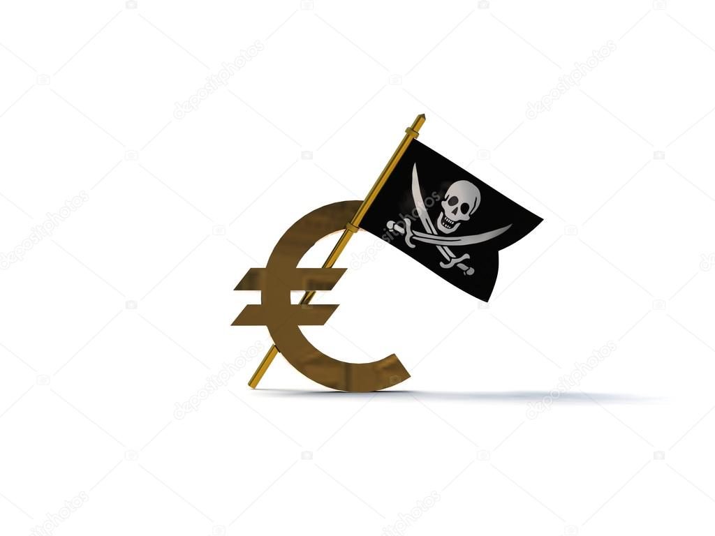 3d pirate flag stuck in the euro