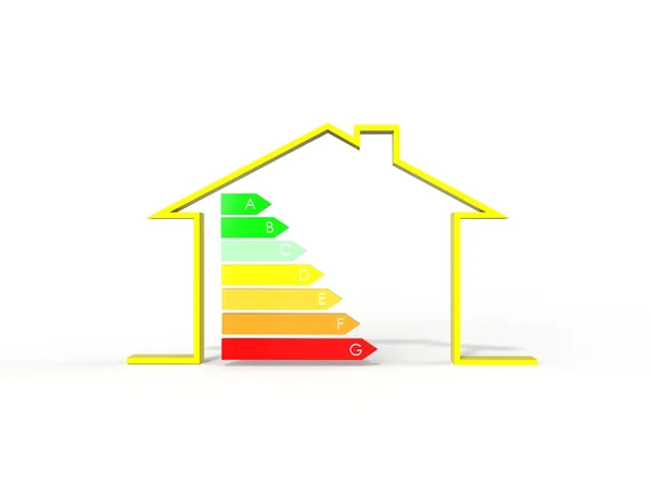 3D illustratie van huis met energie-efficiëntie symbool — Stockfoto