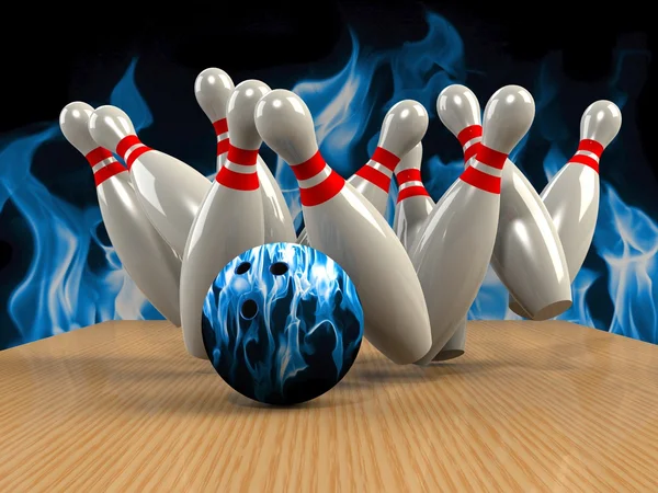 Bowlingspiel Streik rot — Stockfoto