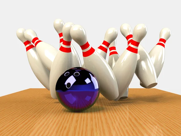 Bowlingspiel Streik rot — Stockfoto