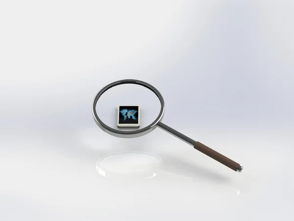 Phone through a magnifying glass — Stock Photo, Image