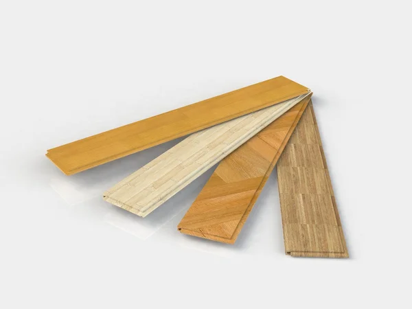 Set di assi in legno laminato isolate su bianco — Foto Stock