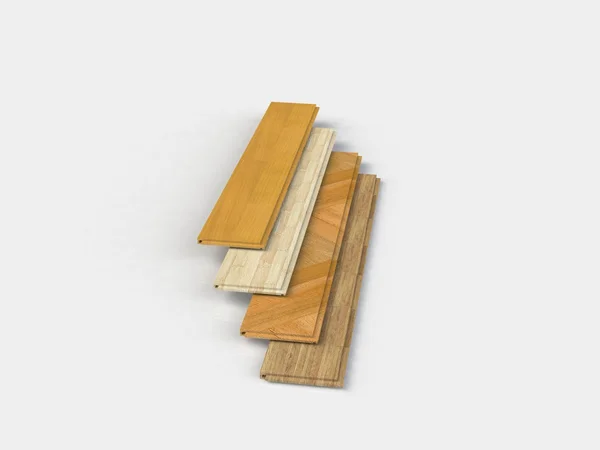 Set of wooden laminated construction planks isolated on white — Stock Photo, Image