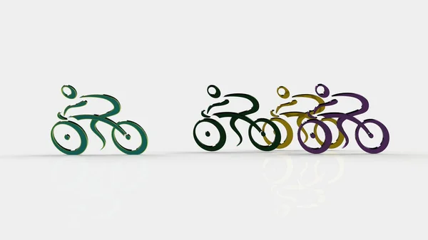 3D белые люди гоночный велогонщик, изолированный белый фон, 3d изображение — стоковое фото
