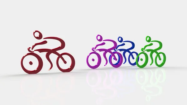 3d personas blancas ciclista de carreras, aislado fondo blanco, imagen 3d — Foto de Stock