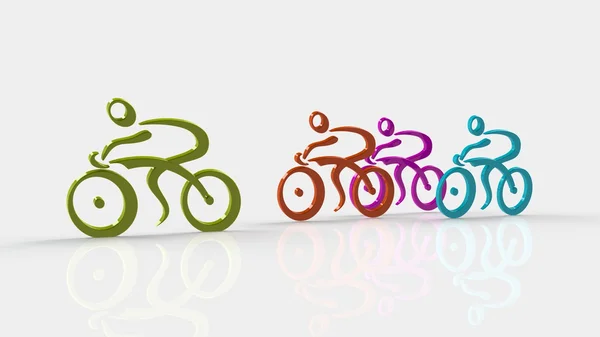 3D белые люди гоночный велогонщик, изолированный белый фон, 3d изображение — стоковое фото