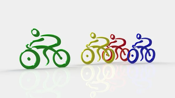 3d білі люди гоночний велосипедист, ізольований білий фон, 3d зображення — стокове фото