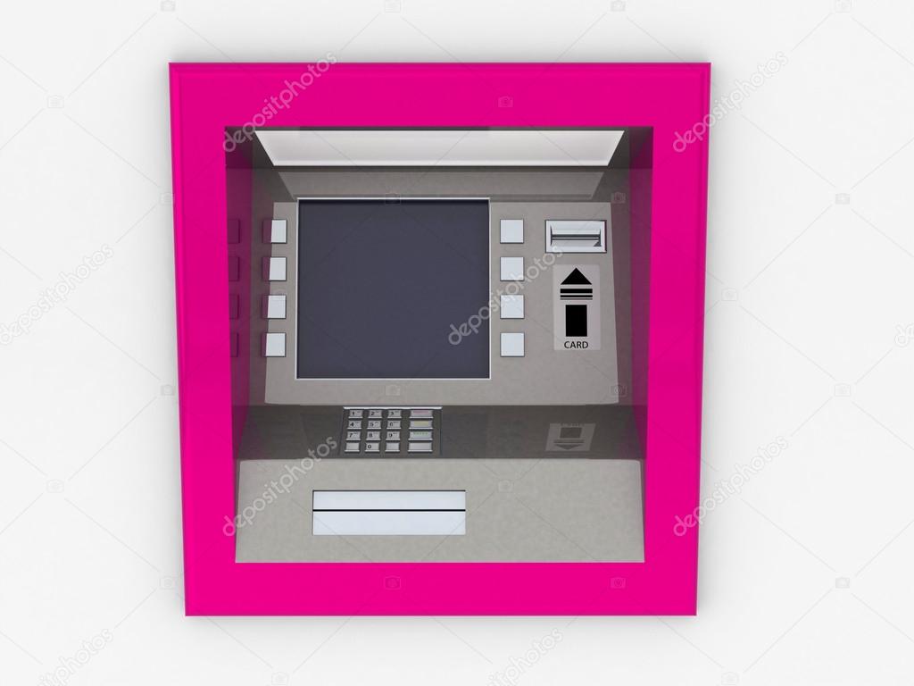 View of ATM in an isolated white background