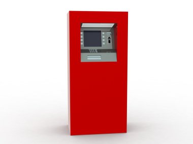 atm içinde izole bir beyaz arka plan bakış