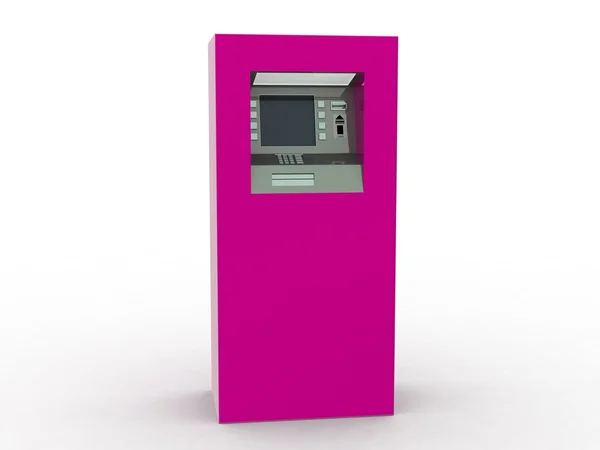 Vista de ATM em um fundo branco isolado — Fotografia de Stock