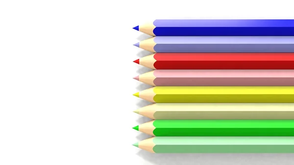 School colored pencils on white background — Stock Photo, Image