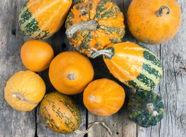 backrounds ahşap bir masaya kabaklar