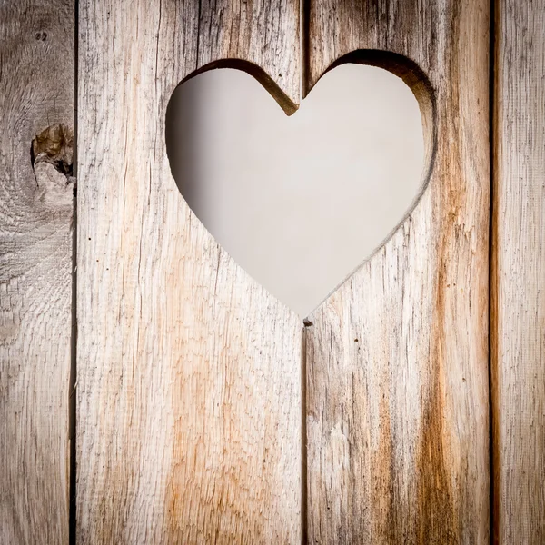 The wooden door with heart — Stock Photo, Image