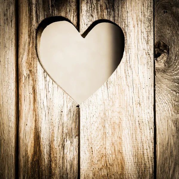 La porta di legno con cuore — Foto Stock