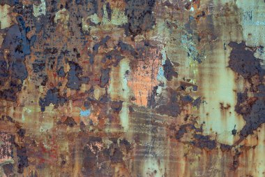 Paslanmış eski boyanmış metal dokusu..