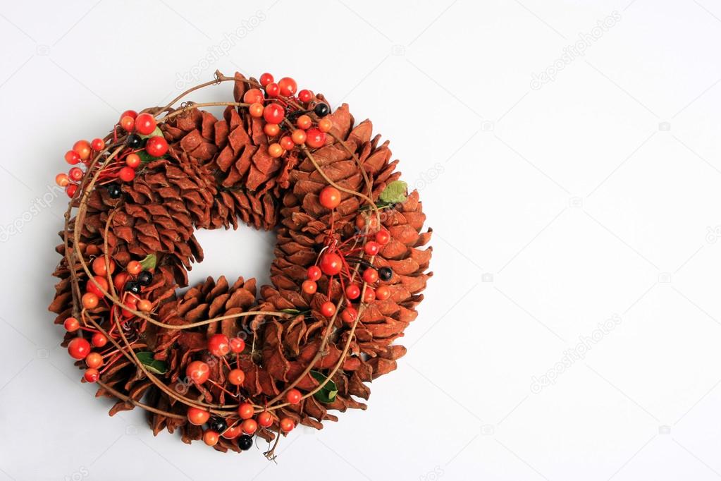 Autumn wreath of pine cones