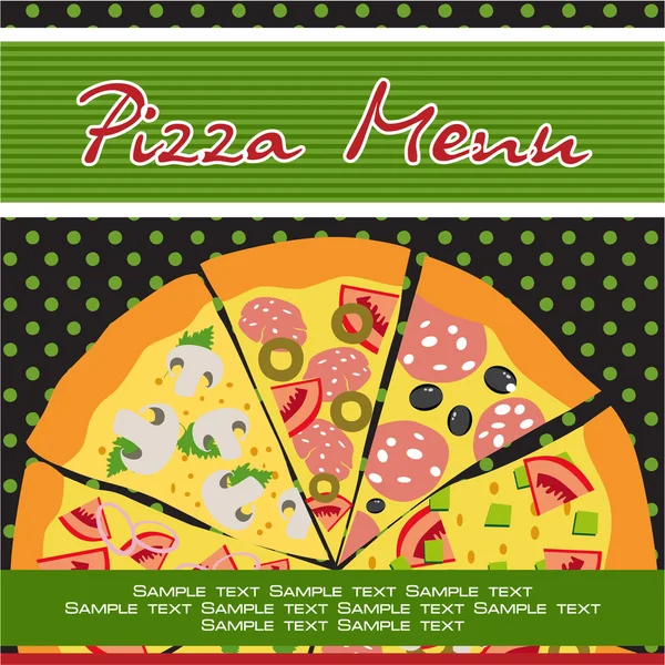 Disagn menu with pizza — Stock Vector