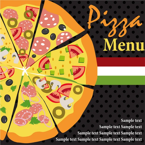 Disagn menu with pizza — Stock Vector