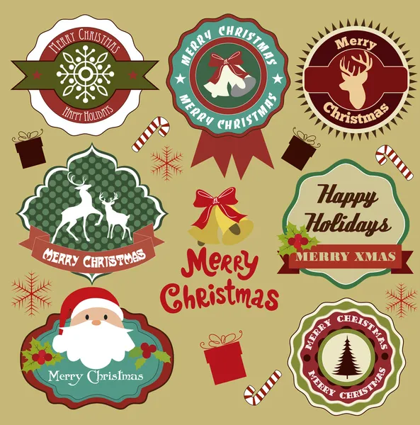Étiquettes collection de Noël — Image vectorielle