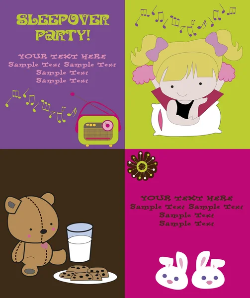 Pigiama party Card — Vettoriale Stock