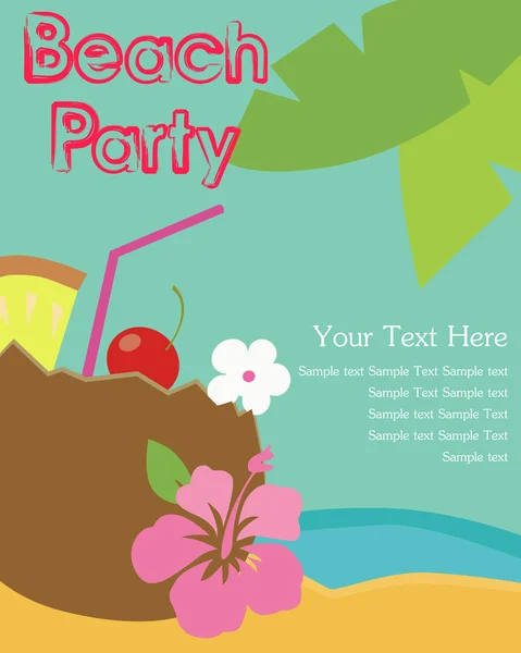 Tarjeta Beach Party — Vector de stock