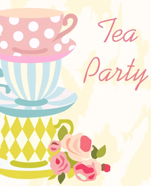 Tarjeta Tea Party — Vector de stock