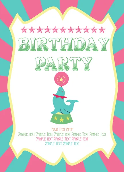 Tarjeta de cumpleaños feliz circo — Vector de stock