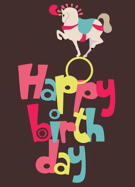 Tarjeta de cumpleaños feliz circo — Vector de stock