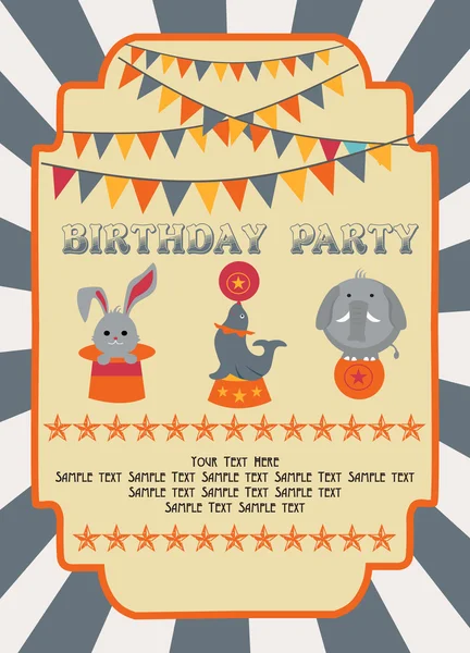 Cartão de aniversário do circo feliz —  Vetores de Stock