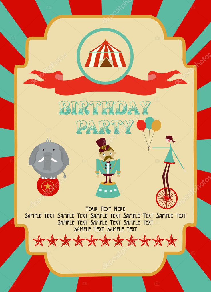Cirque Joyeux Anniversaire Carte Image Vectorielle Par Twiggi C Illustration