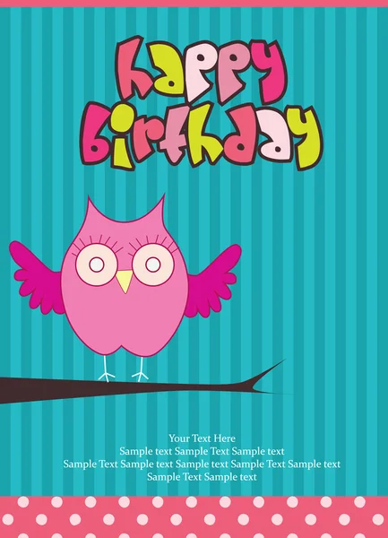 Happy Birthday card with owl — Stock Vector