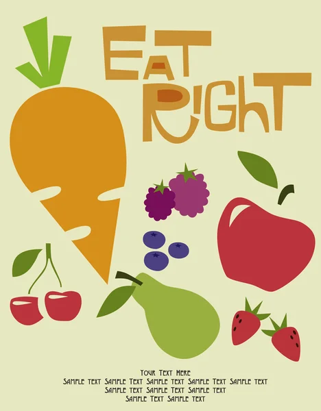 Eat right card — Stock Vector