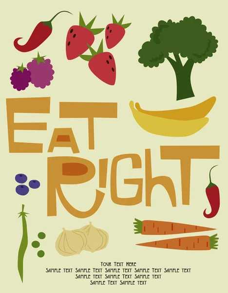 Eat right card — Stock Vector