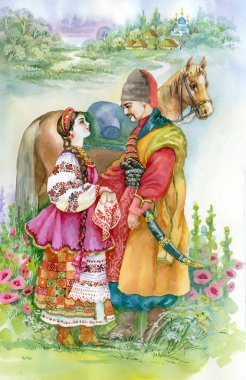 kız ve erkek geleneksel giysiler içinde