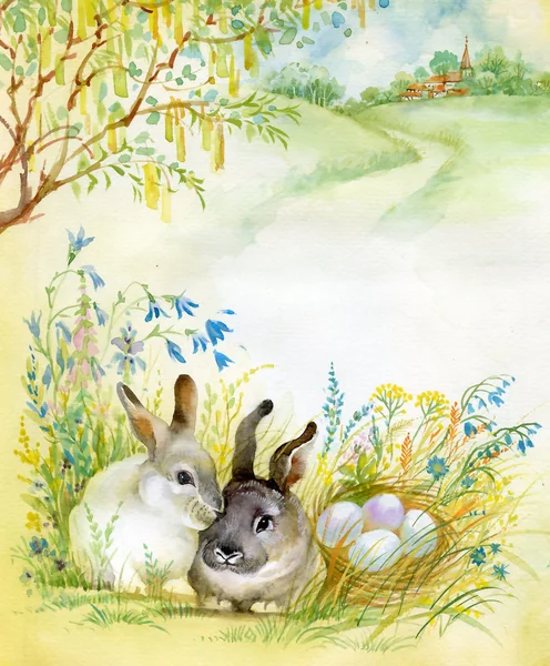 Watercolor Fauna Collection: Rabbit — Stock Photo, Image