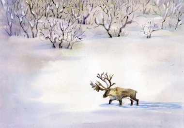 Deer in the snow clipart