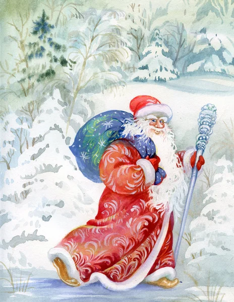 Santa claus přeje šťastný nový rok a Vánoce Stock Fotografie