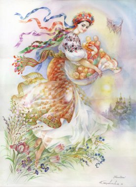 Ukraynalı Kostüm giymiş genç kadın