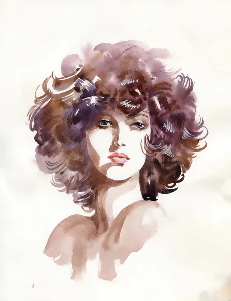 Cara de mujer. Ilustración pintada a mano —  Fotos de Stock