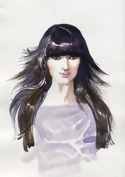 Vacker kvinna. handmålade illustration — Stockfoto