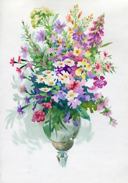 Bouquet aux camomilles et fleurs de dianthus — Photo