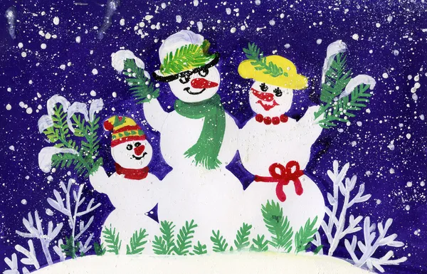 Иллюстрация снеговиков — стоковое фото