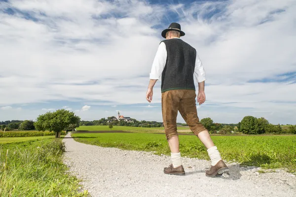 Bavarian man going to monastery Andechs — Stock Photo, Image