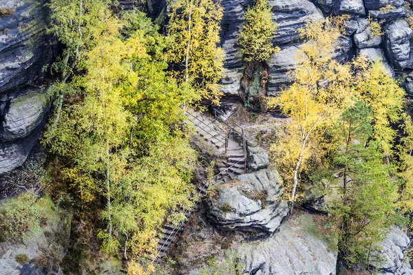 Stairs up to Lilienstein — Stock Photo, Image