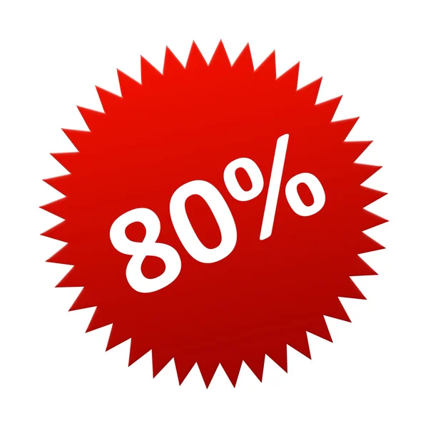 Botão vermelho 80 por cento —  Vetores de Stock